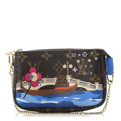 Louis Vuitton Monogram 2019 Christmas Animation Mini Venice Pochette Accessories Blue 1 of 8