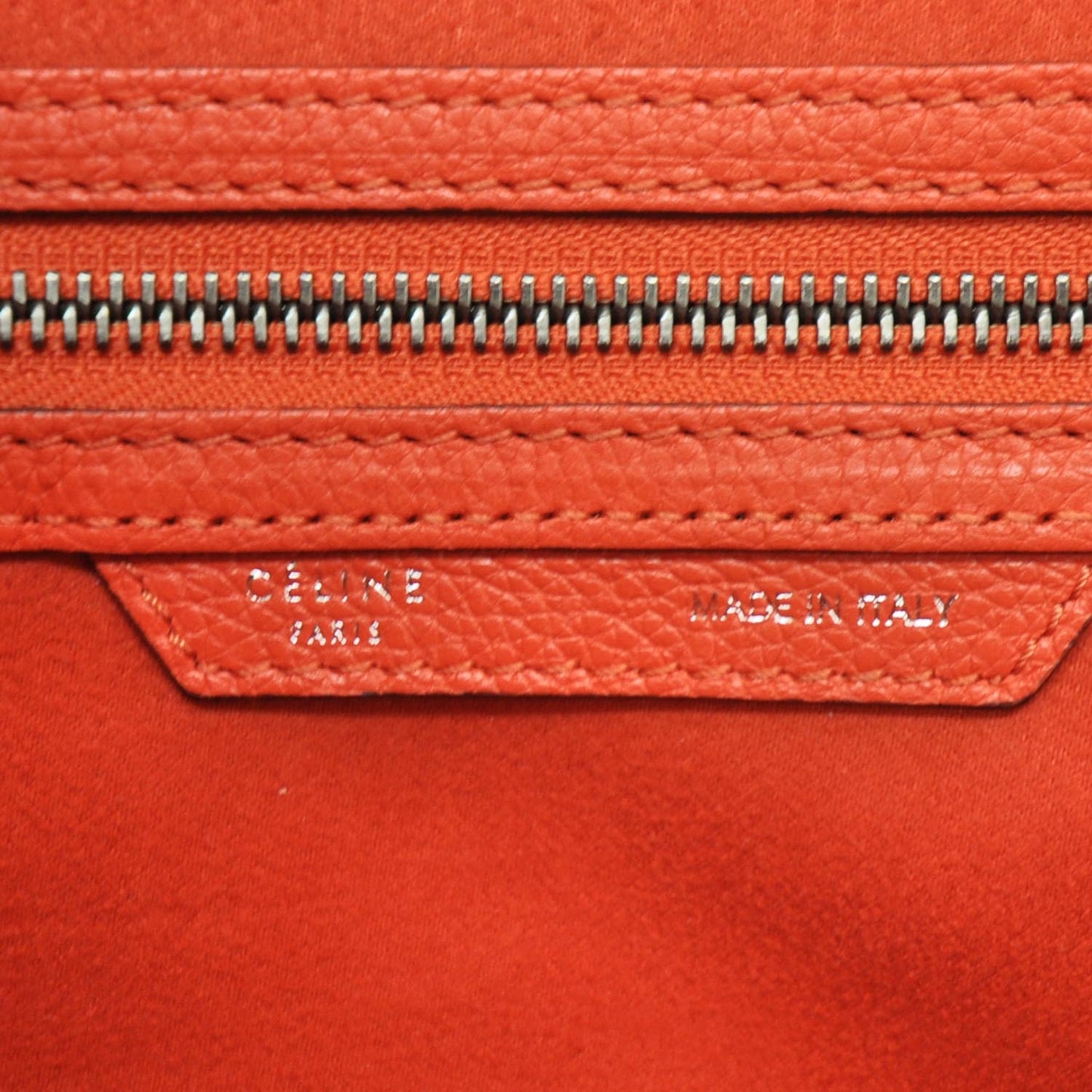 Pebbled Leather Mini Luggage Bag Vermillion