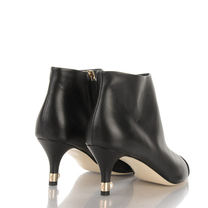 Chanel Calfskin Cap Toe Pearl Ankle Boots 38.5 Black 4 of 8