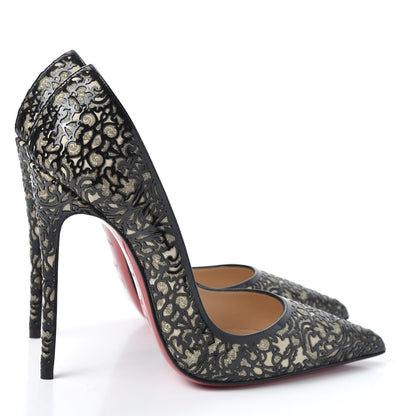 Christian Louboutin Patent Lace Glitter So Pretty 120 Pumps 37 Black 4 of 9
