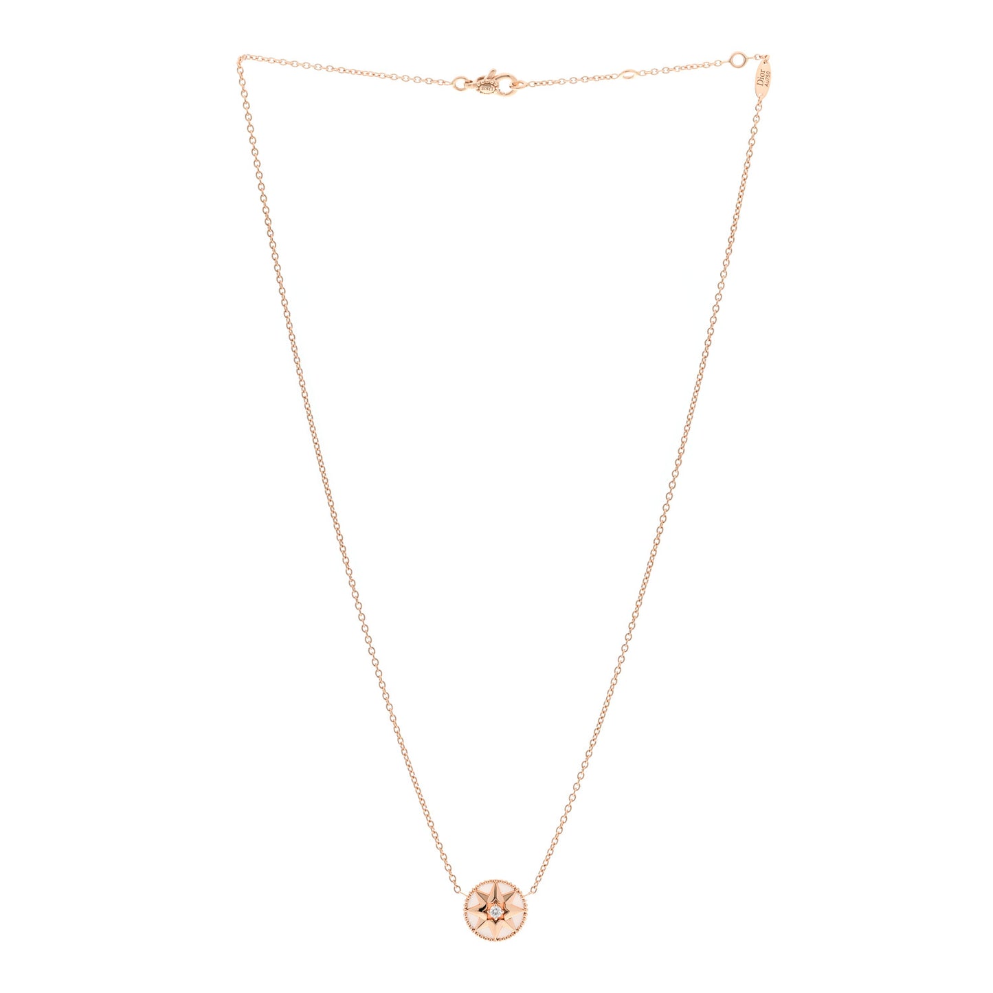 18K Rose Gold Diamond Pink Opal Rose Des Vents Necklace