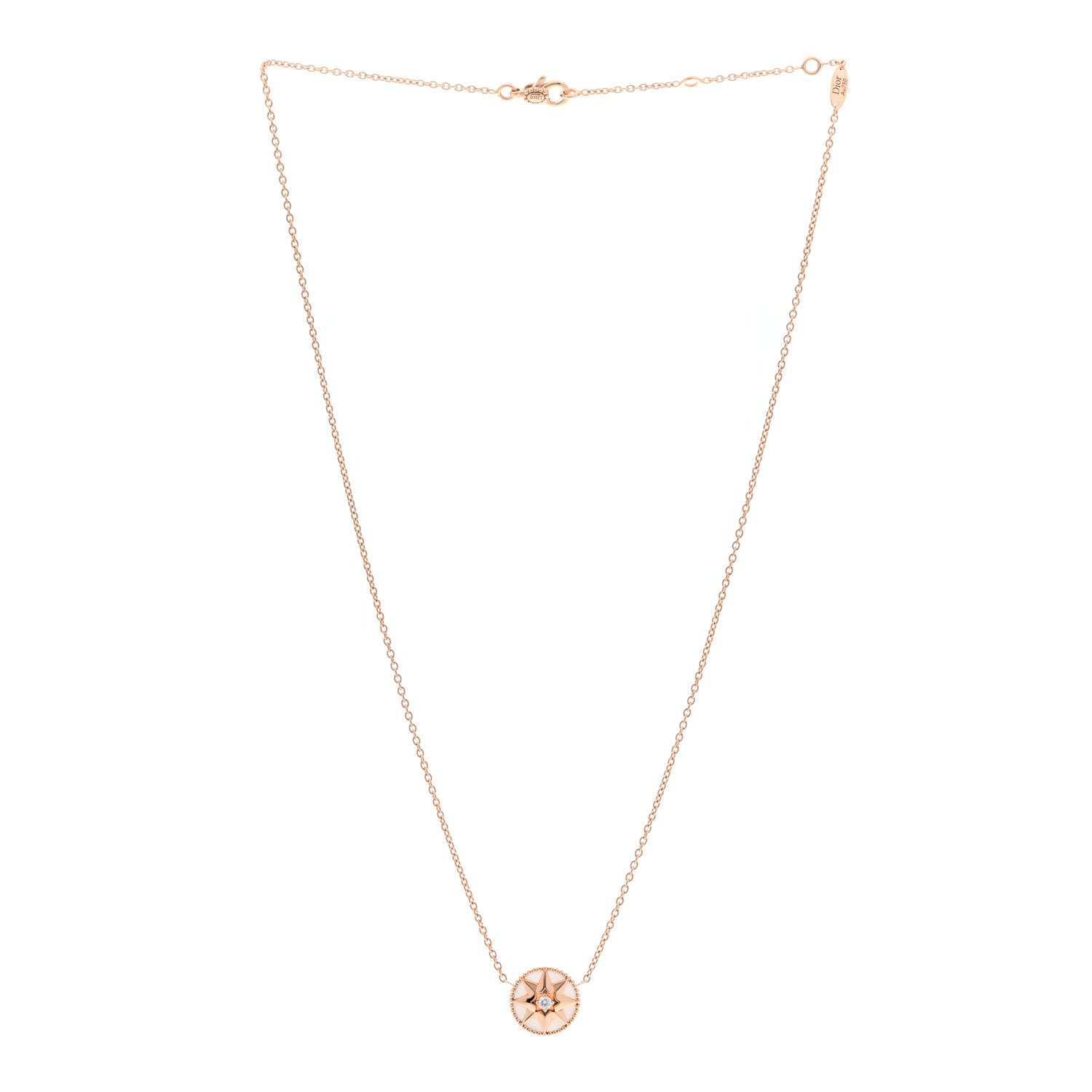 Christian Dior 18K Rose Gold Diamond Pink Opal Rose Des Vents Necklace 3 of 7