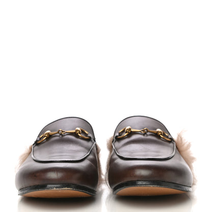 Gucci Calfskin Fur Womens Princetown Slippers 36.5 Brown 4 of 27