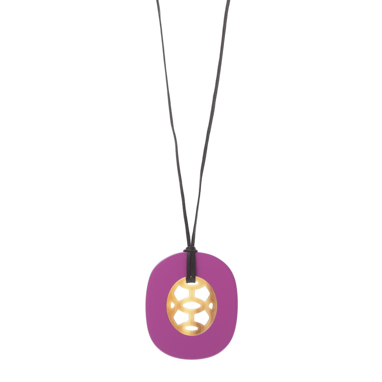 Buffalo Horn Lacquer Lift Necklace GM Magenta