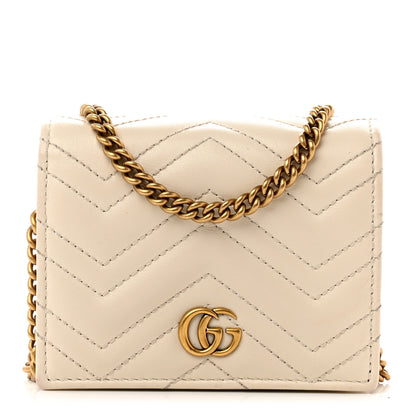 Gucci Calfskin Matelasse GG Marmont Mini Wallet On Chain Beige 1 of 6