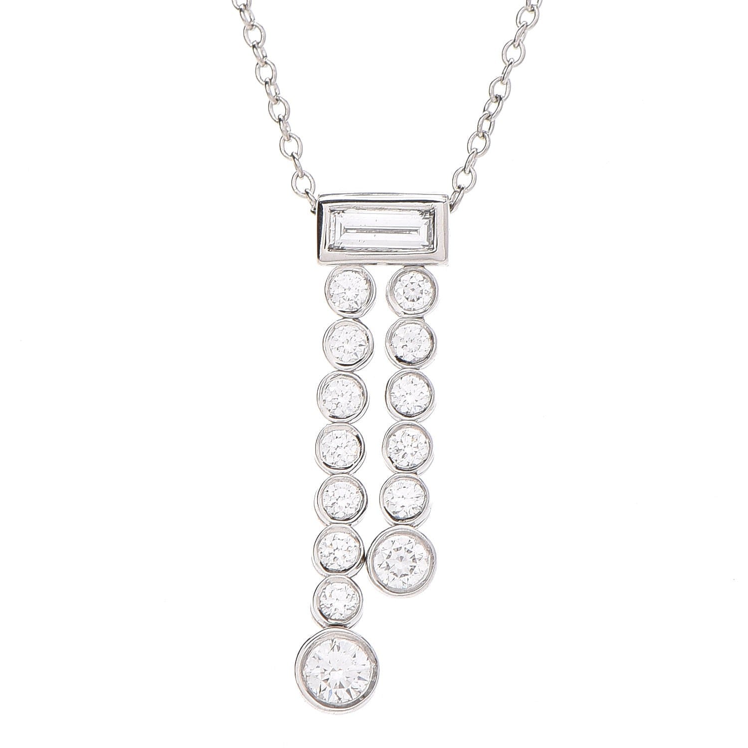 Tiffany Platinum Diamond Jazz Double Drop Pendant Necklace 4 of 7