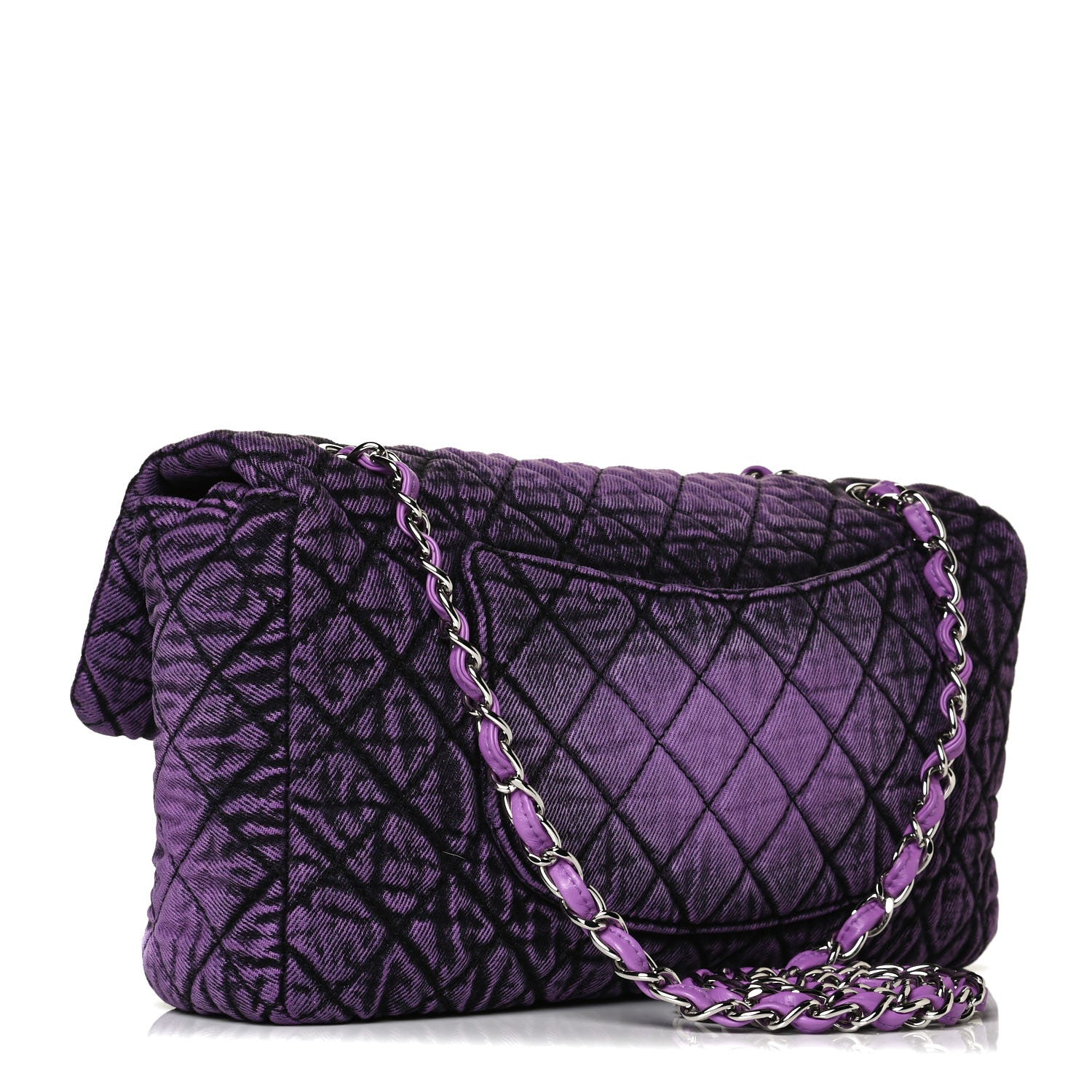 Chanel Denim Quilted Denimpression Flap Purple Black 2 of 11