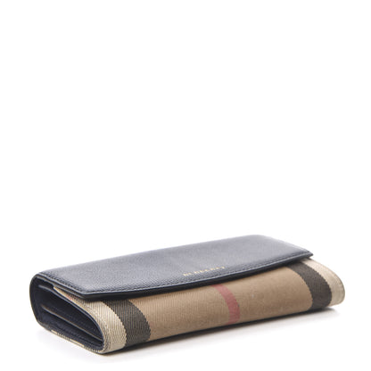 Burberry Calfskin House Check Continental Wallet Navy 4 of 11