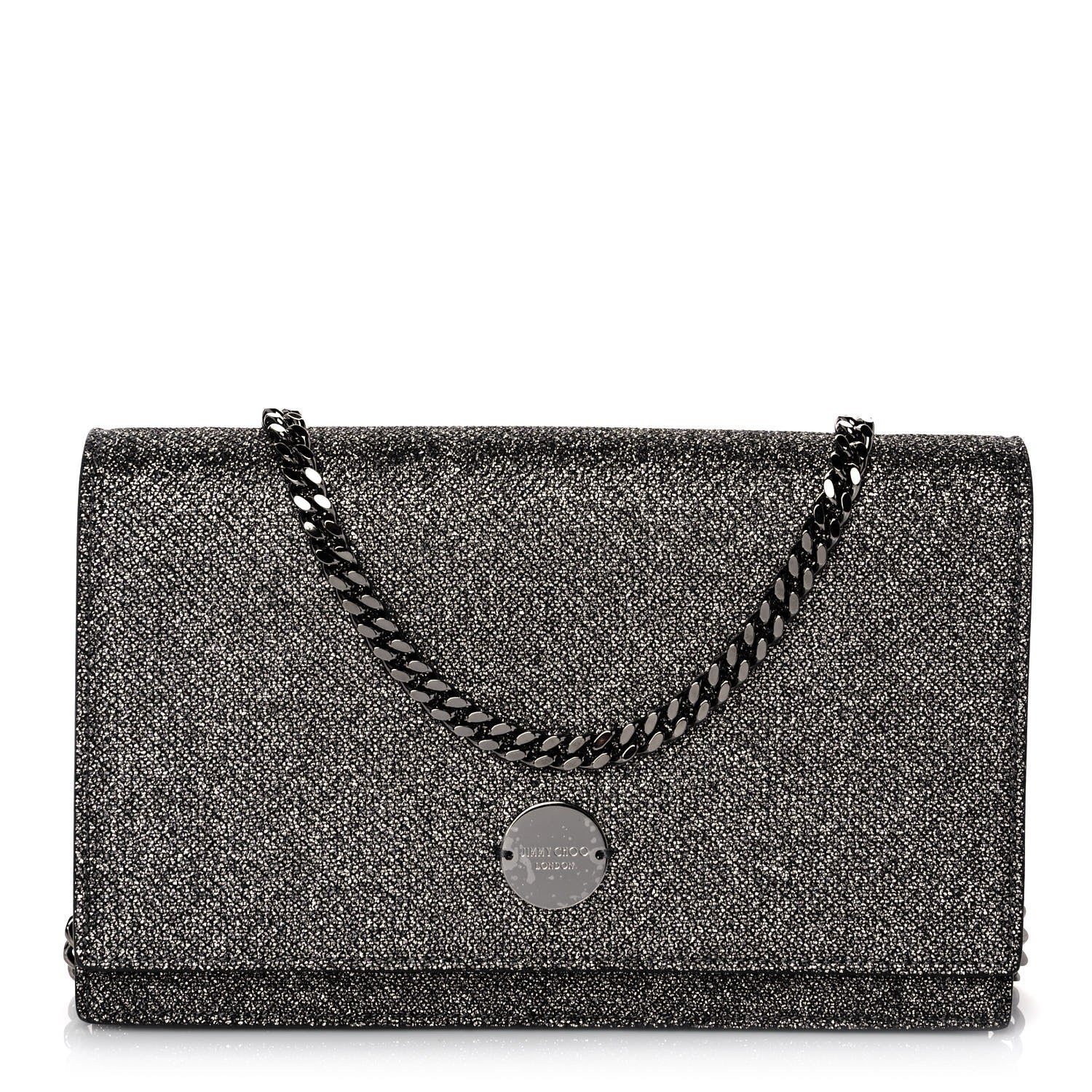 Jimmy Choo Glitter Florence Wallet on Chain Anthracite 1 of 11