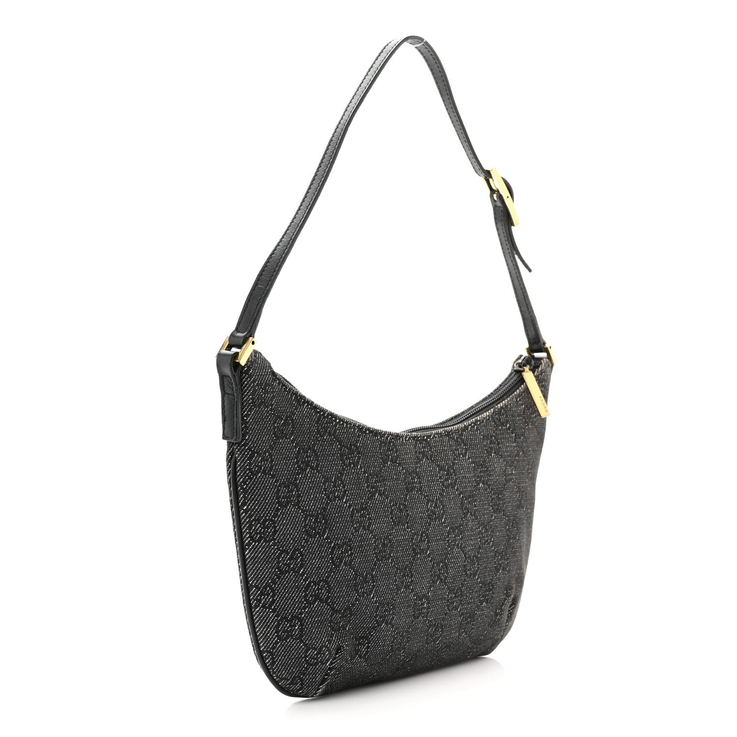 Gucci Denim Monogram Pochette Black 3 of 12