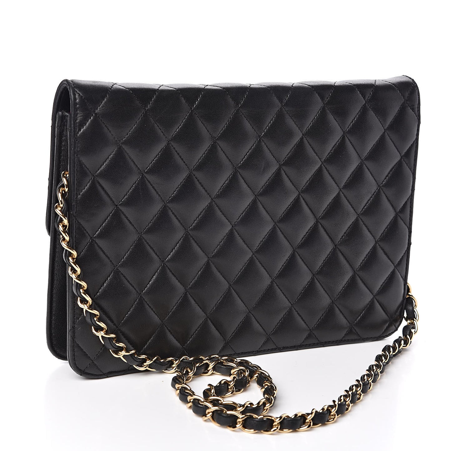 Lambskin Quilted Medium Single Flap Black