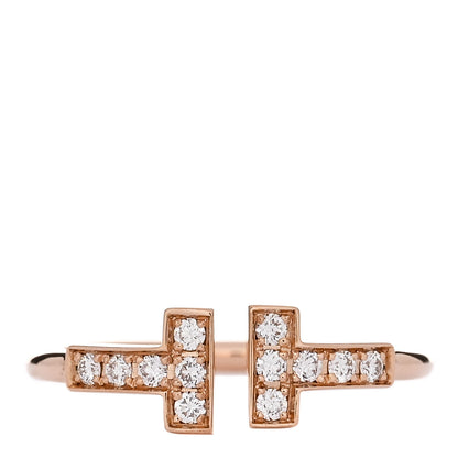 Tiffany 18K Rose Gold Diamond T Wire Ring 50 5.5 1 of 5