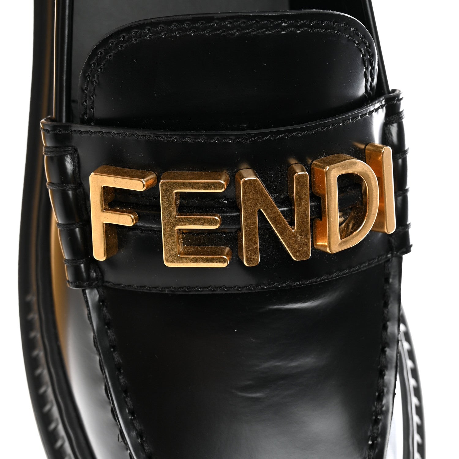 Fendi Vitello Abrasivato Fendigraphy 50mm Loafers 37 Black 9 of 10