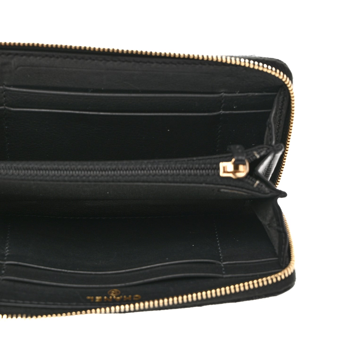 Caviar Quilted In & Out Zip Around Wallet Black