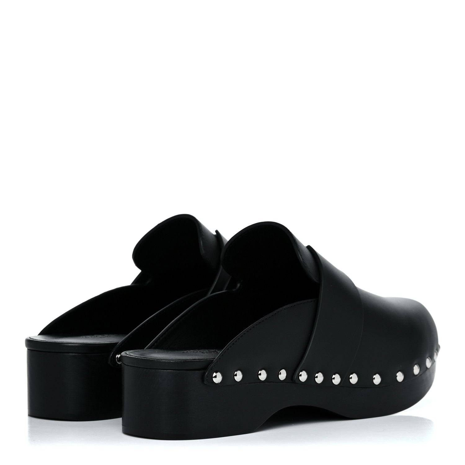 Hermes Calfskin Calya Mules 37 Black 4 of 14