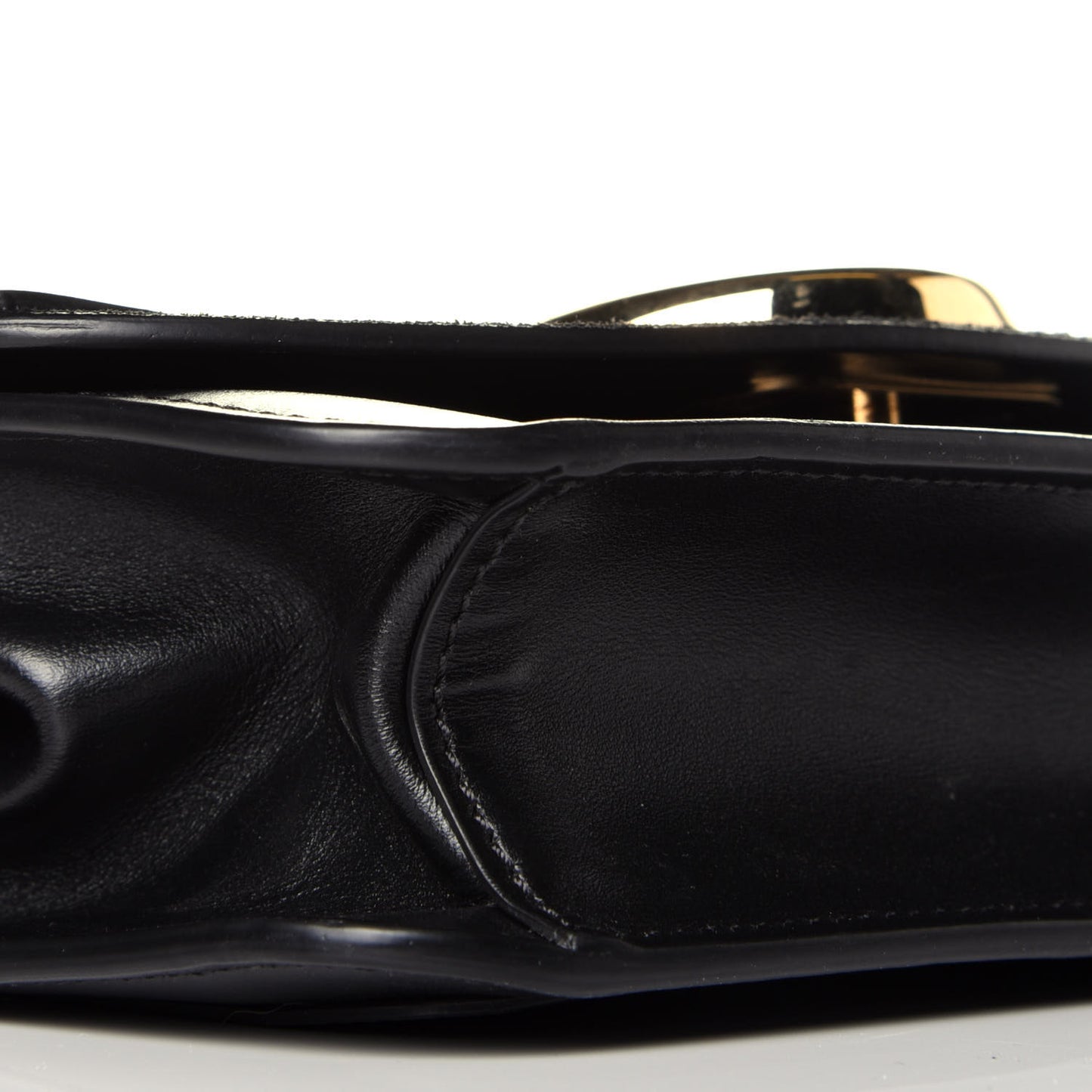 Calfskin Suede C Clutch With Chain Black