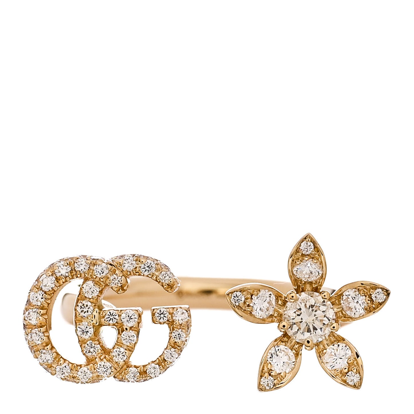18K Yellow Gold Diamond Flora Open Ring 51 5.75