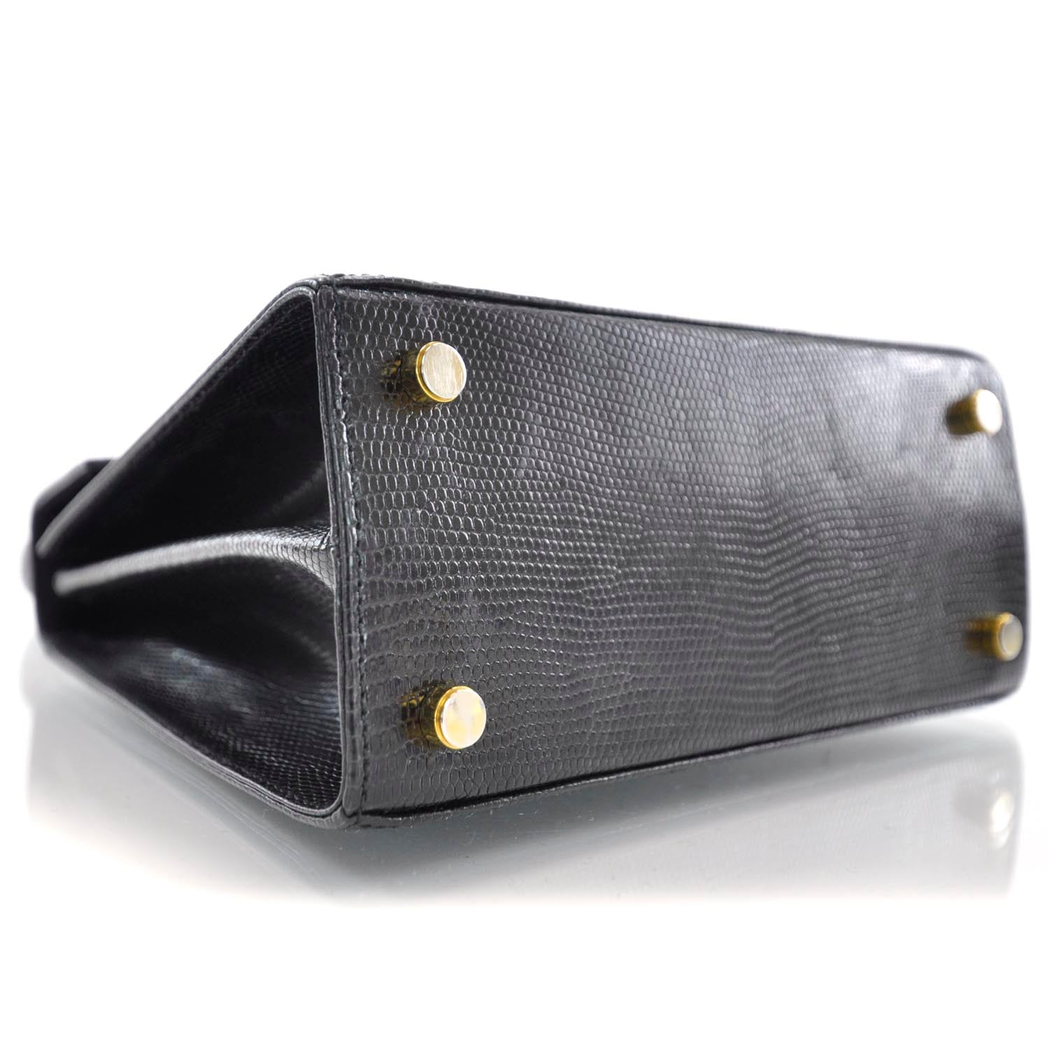 FASHIONPHILE SALVATOREFERRAGAMOLizardEmbossedLadyGanciniBlack 6 of 9