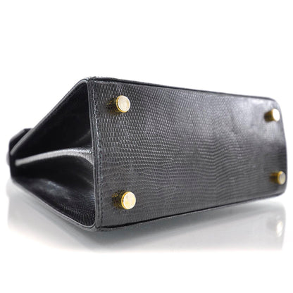 FASHIONPHILE SALVATOREFERRAGAMOLizardEmbossedLadyGanciniBlack 6 of 9