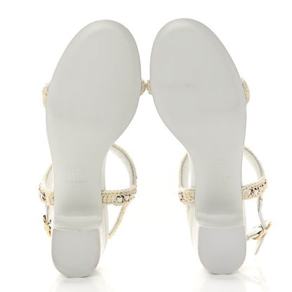 Chanel Lambskin CC Chain Braided Sandals 37 White 5 of 11