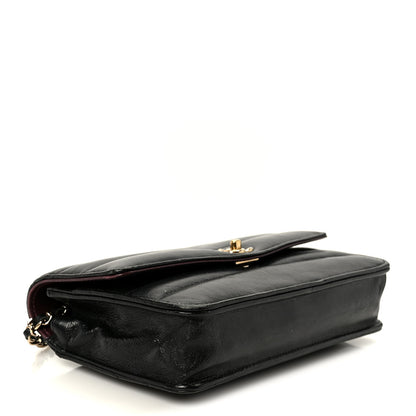 Chanel Lambskin Chevron Quilted Wallet On Chain WOC Black 4 of 11
