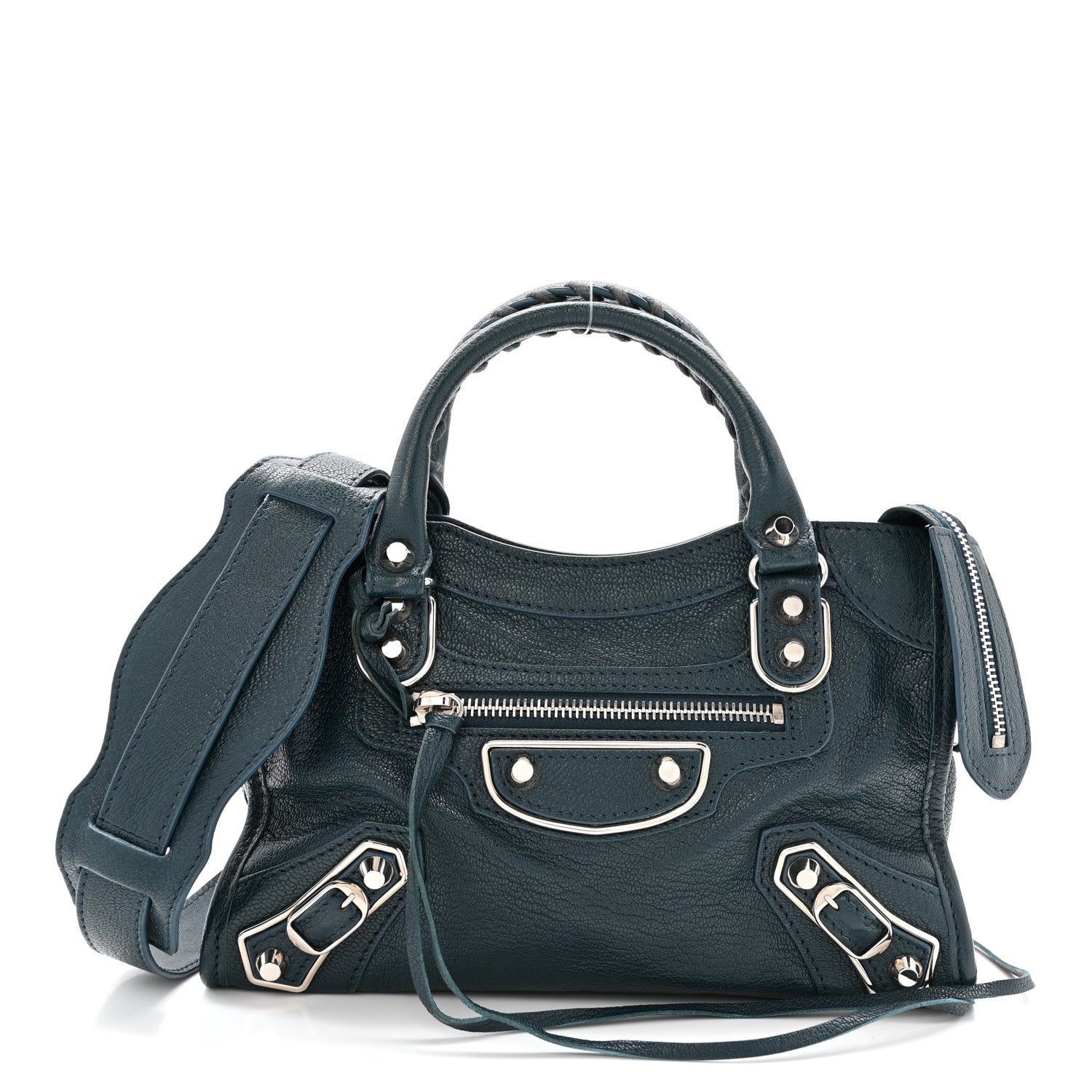 Balenciaga Chevre Silver Metallic Edge Hardware Mini City Bleu Paon 1 of 14