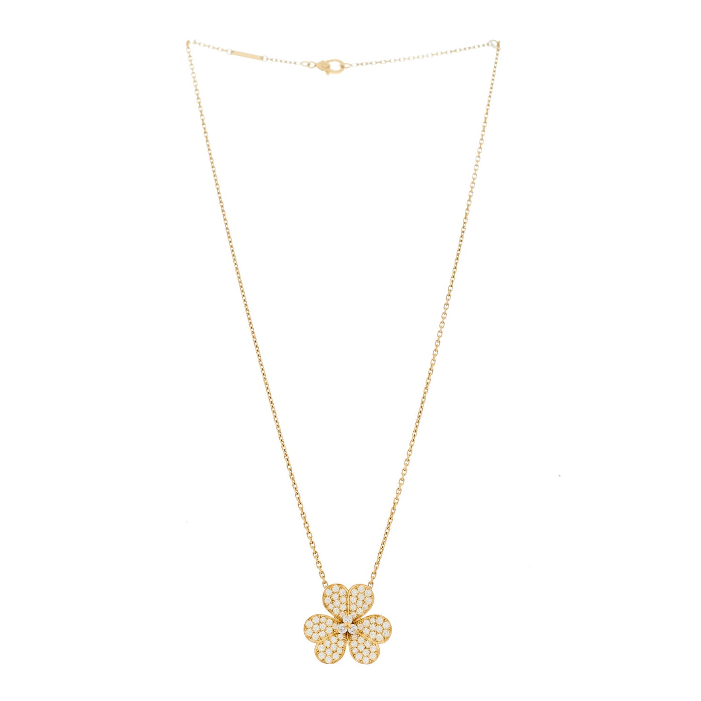 18K Yellow Gold Diamond Large Frivole Pendant Pave Necklace