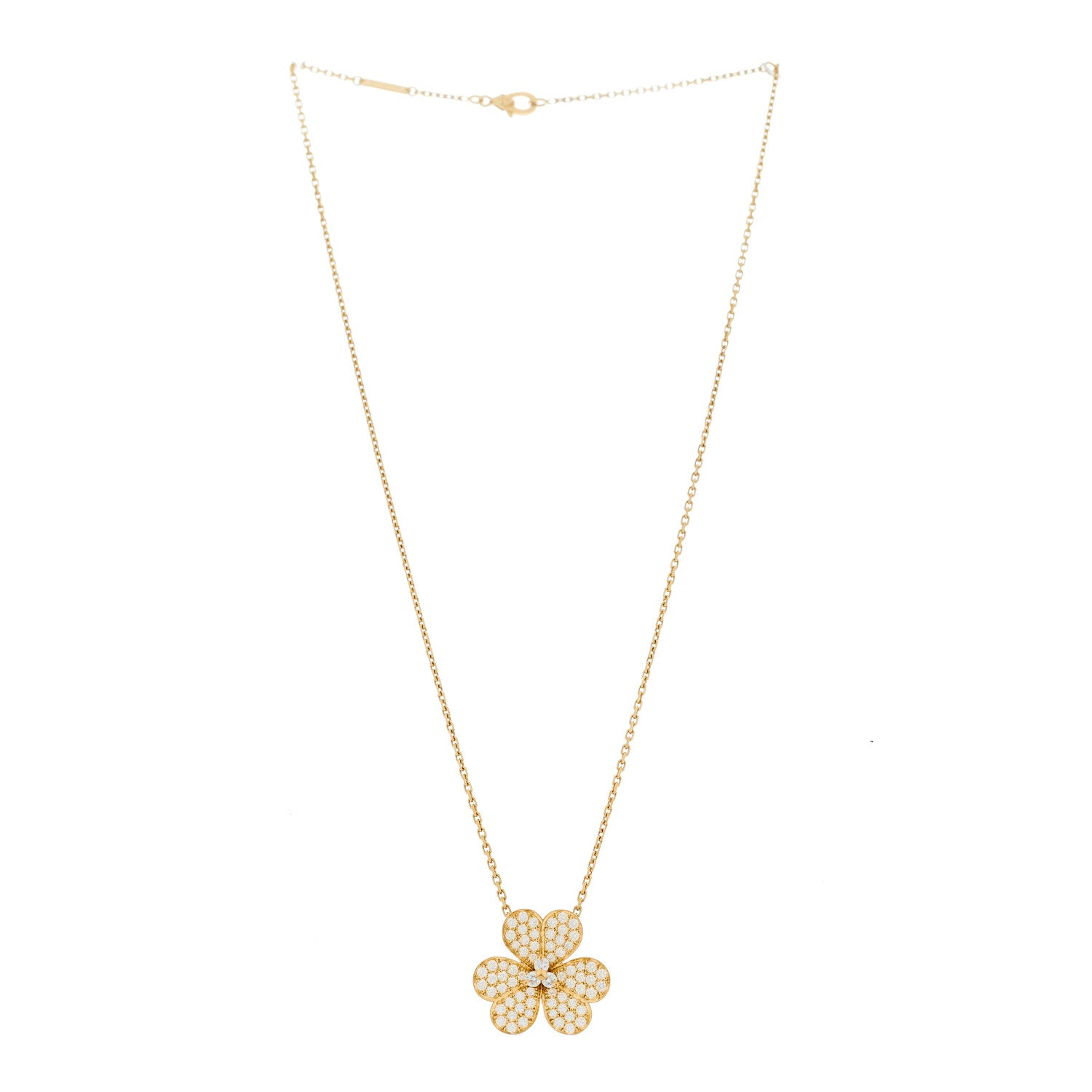 Van Cleef & Arpels 18K Yellow Gold Diamond Large Frivole Pendant Pave Necklace 3 of 7
