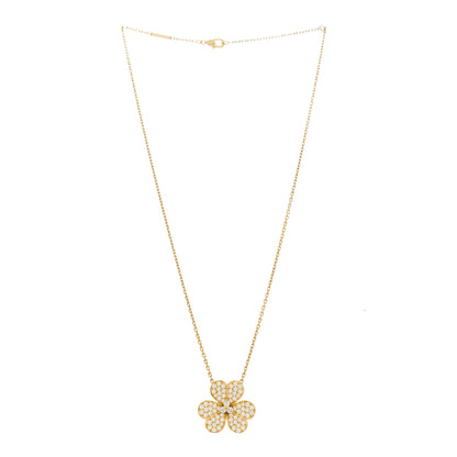 Van Cleef & Arpels 18K Yellow Gold Diamond Large Frivole Pendant Pave Necklace 3 of 7