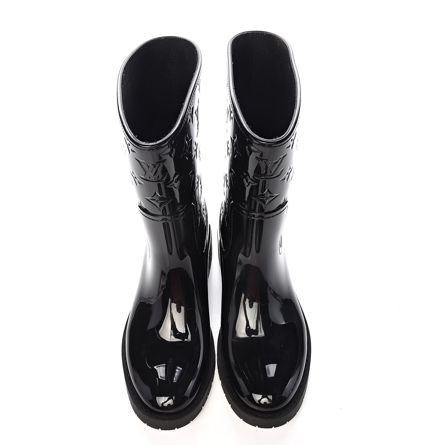 Rubber Embossed Monogram Drops Flat Half Boots 40 Black