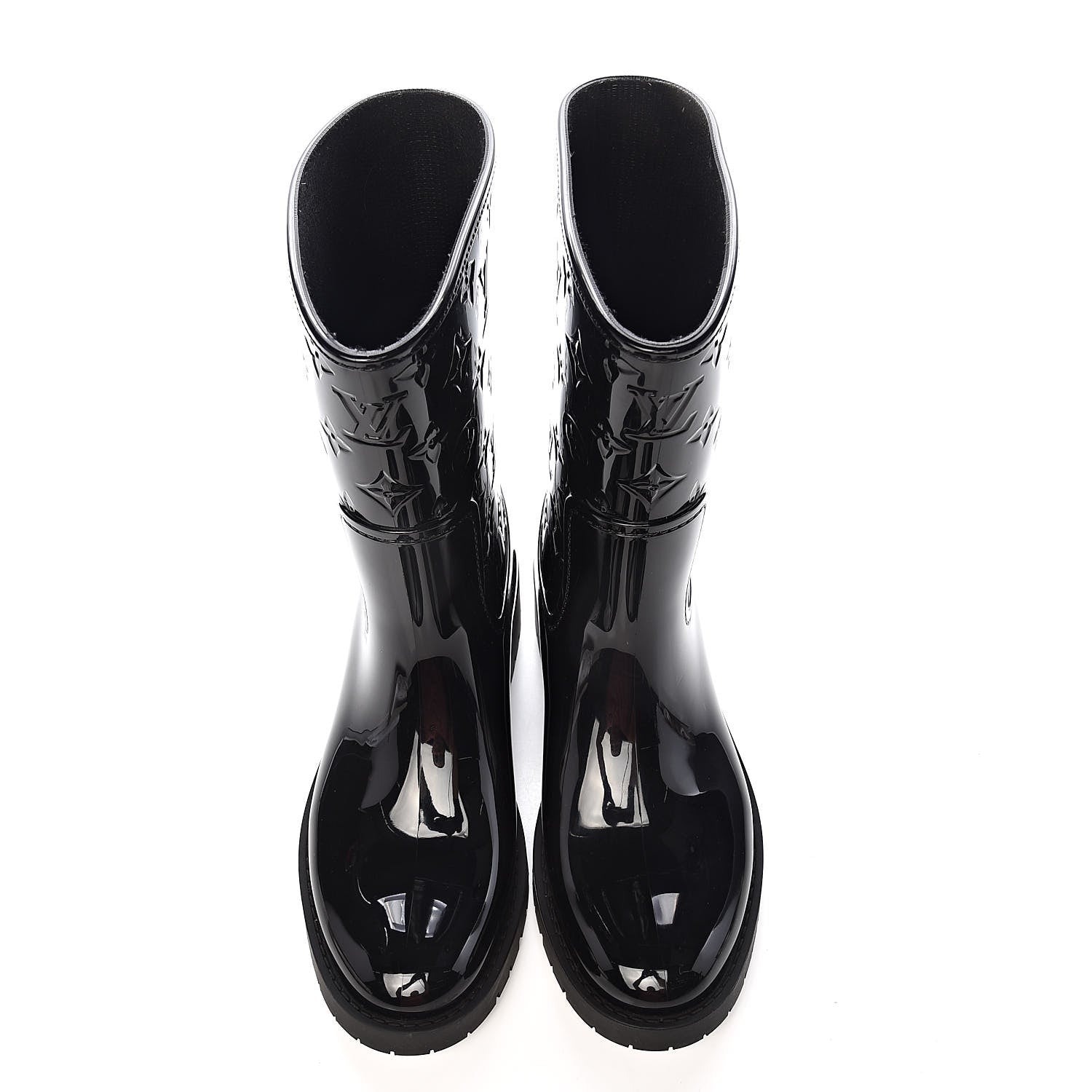 Louis Vuitton Rubber Embossed Monogram Drops Flat Half Boots 40 Black 8 of 9