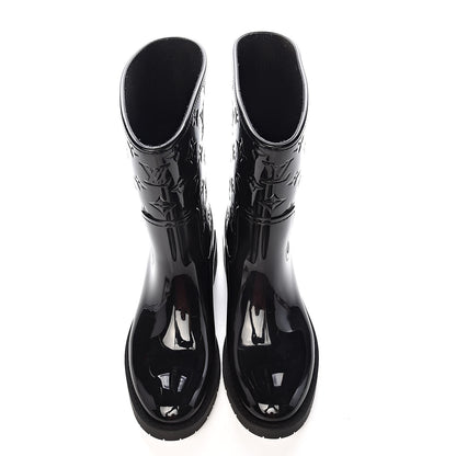 Louis Vuitton Rubber Embossed Monogram Drops Flat Half Boots 40 Black 8 of 9