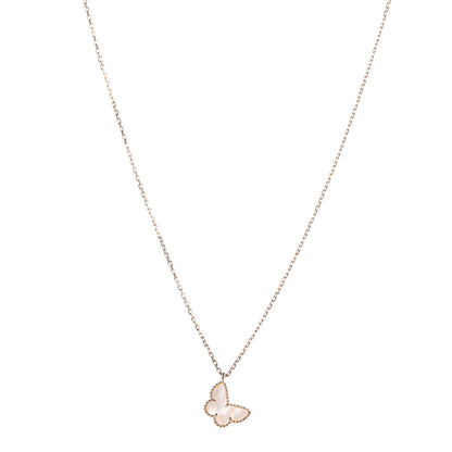 Van Cleef & Arpels 18K Yellow Gold Mother of Pearl Sweet Alhambra Butterfly Pendant Necklace 1 of 7