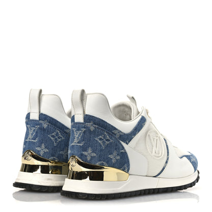 Louis Vuitton Calfskin Monogram Denim Run Away Sneakers 39 White 5 of 12