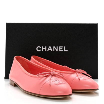 Chanel Goatskin Cap Toe CC Ballerina Flats 39 Pink 12 of 12