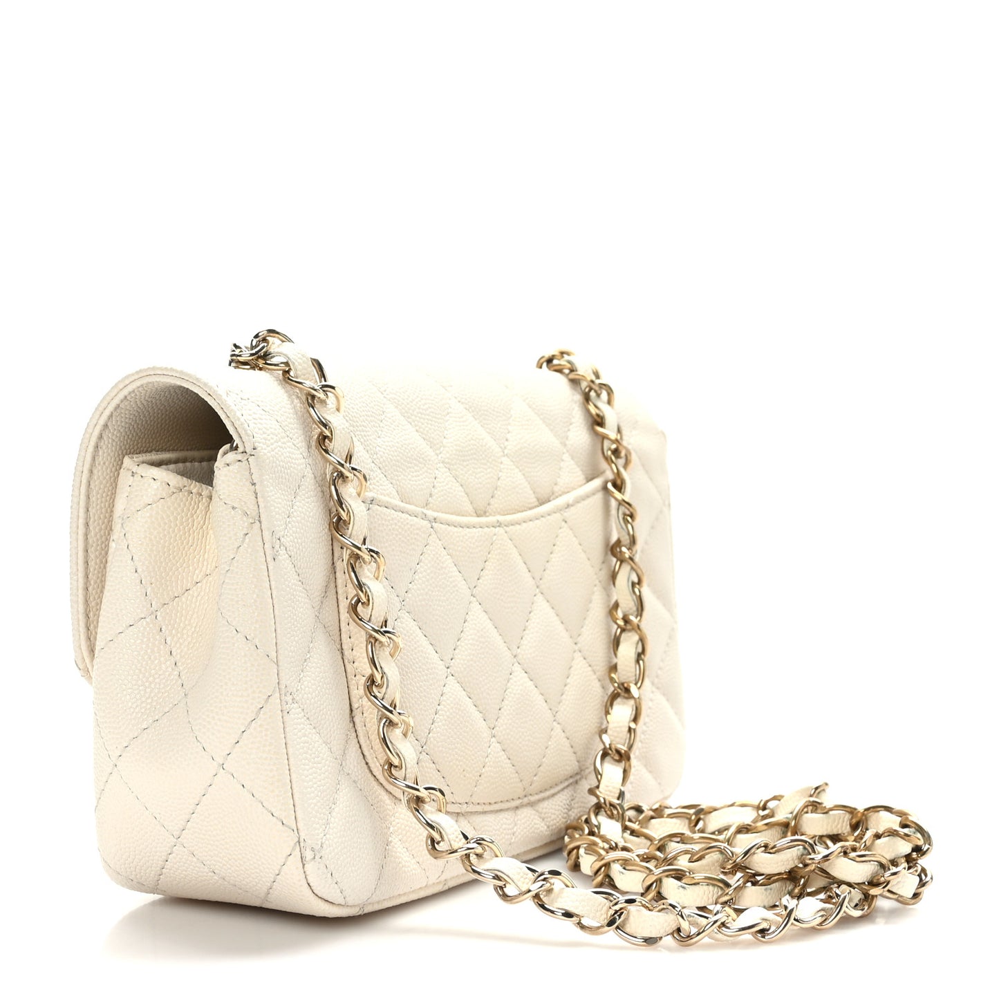 Caviar Quilted Mini Rectangular Flap White