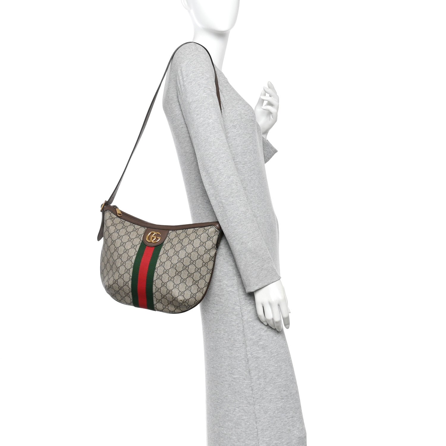 Gucci GG Supreme Monogram Web Small Ophidia Half Moon Hobo Brown 2 of 13
