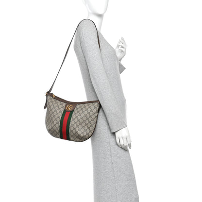 Gucci GG Supreme Monogram Web Small Ophidia Half Moon Hobo Brown 2 of 13