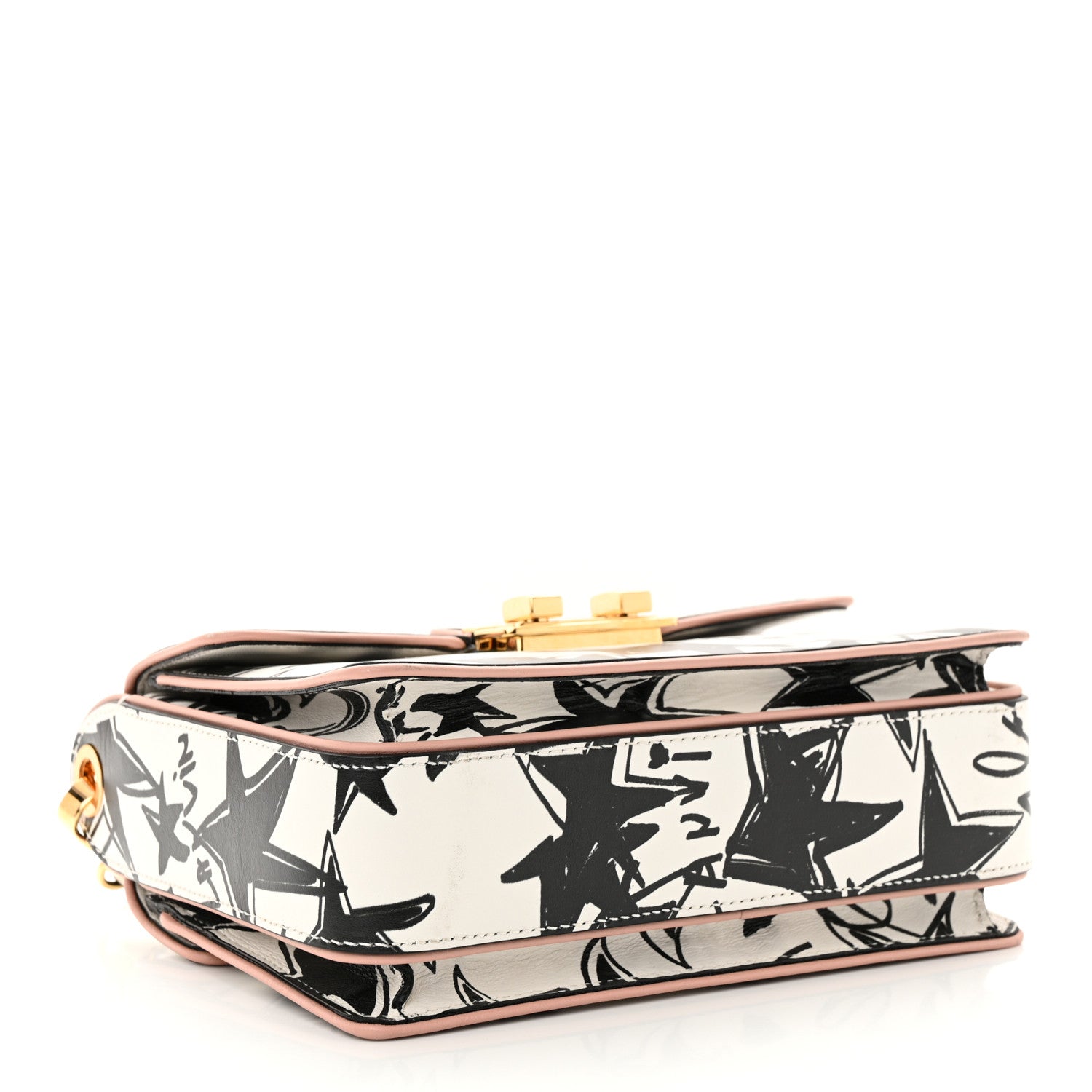 Lanvin Calfskin Star Print Small Box Jiji Shoulder Bag White Multicolor 4 of 13