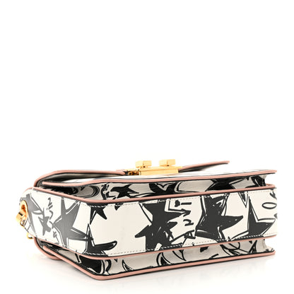 Lanvin Calfskin Star Print Small Box Jiji Shoulder Bag White Multicolor 4 of 13