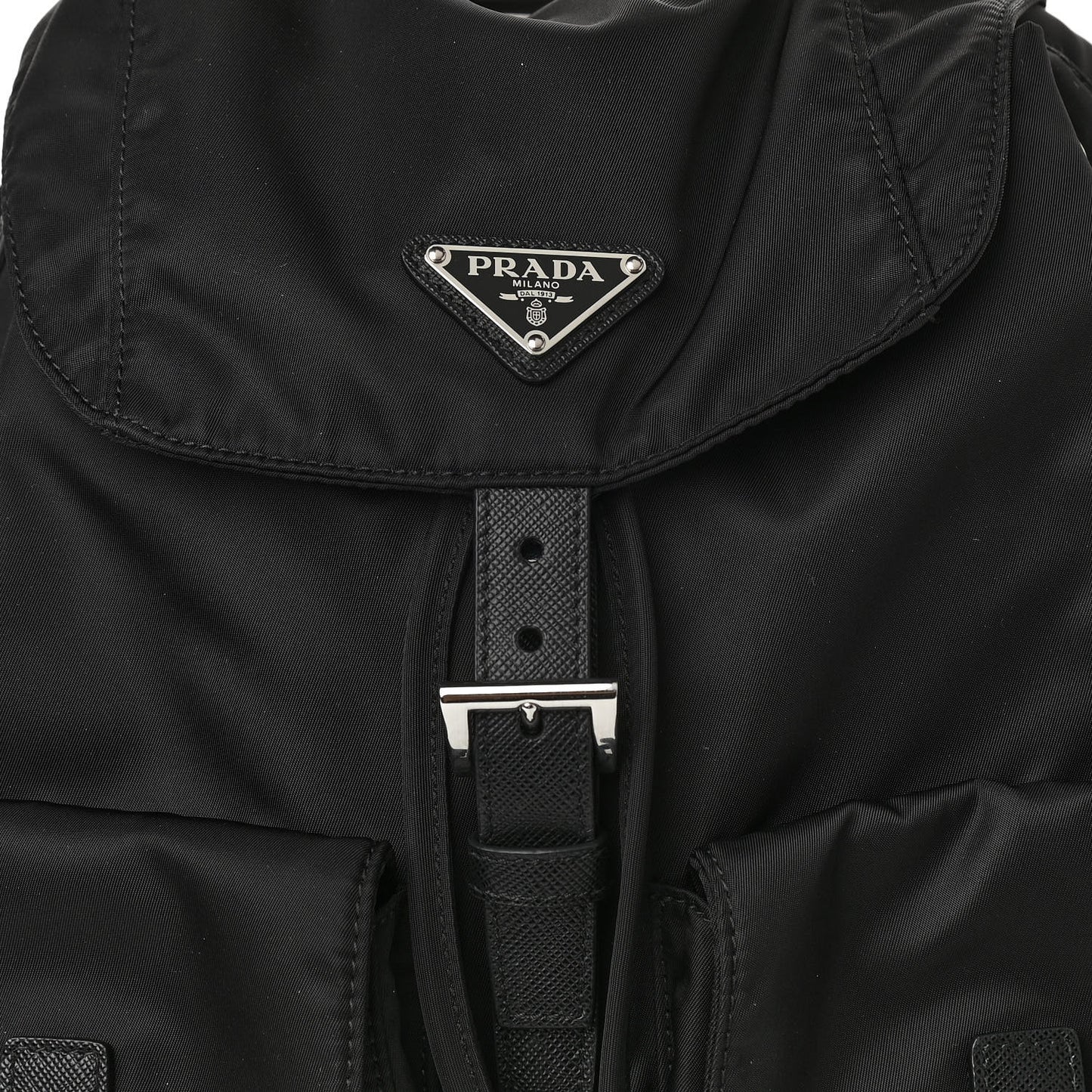 Tessuto Nylon Saffiano Medium Backpack Black