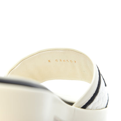 Chanel Lambskin Embroidered Logo Mules 37 Ivory Black 8 of 15