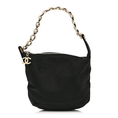 Chanel Satin Quilted CC Chain Hobo Black 1 of 11