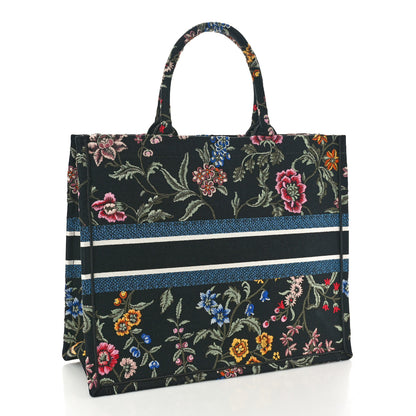 Christian Dior Canvas Embroidered Large Book Tote Black Multicolor 3 of 9