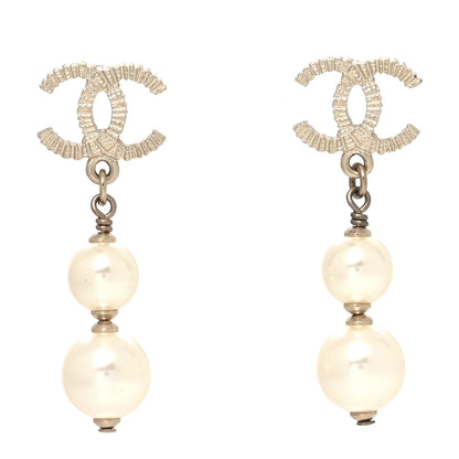 Chanel Pearl CC Drop Earrings Gold 1 of 5