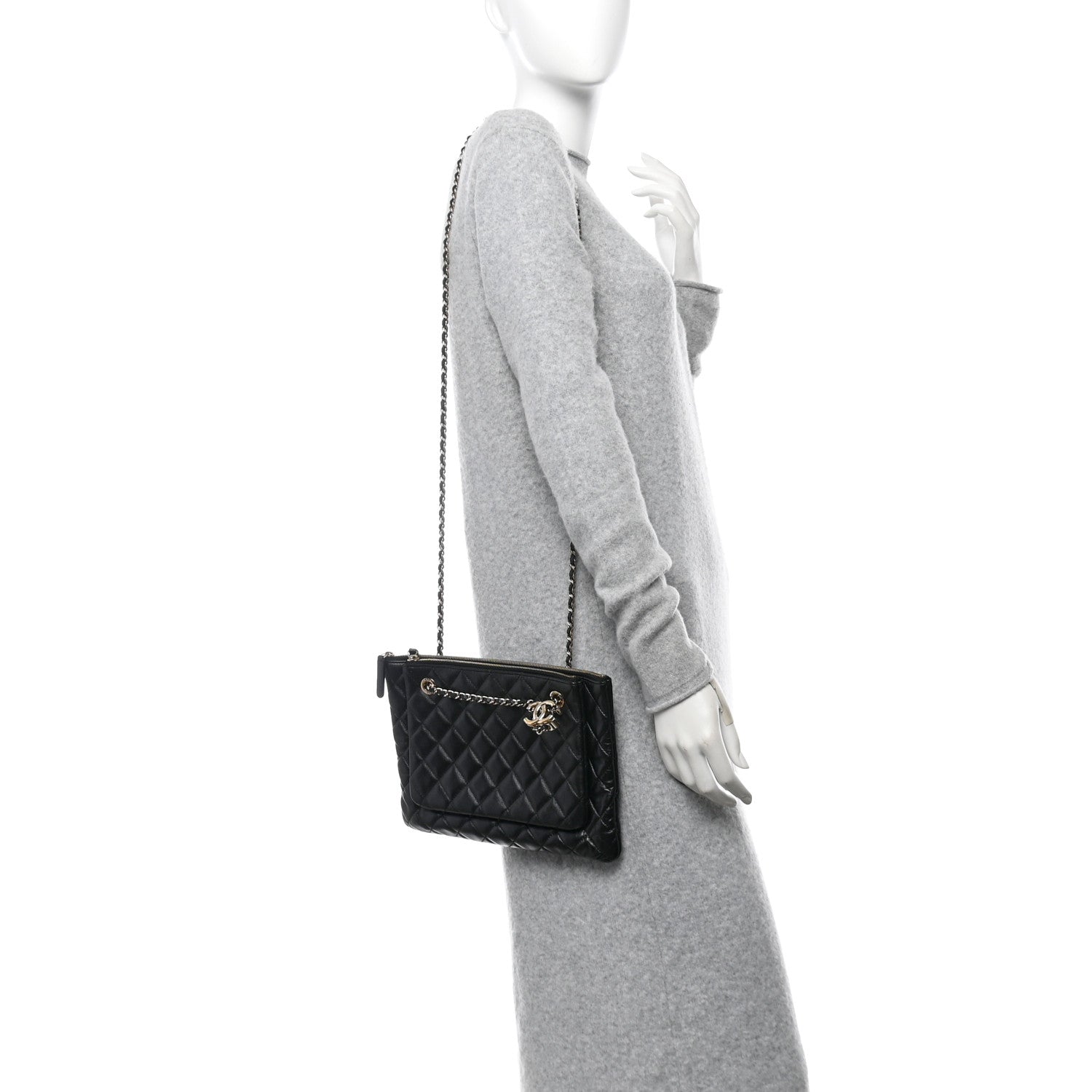 Chanel Shiny Lambskin Quilted Medium Double Case With Strap Black 2 of 10