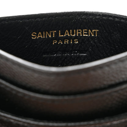 Saint Laurent Grain De Poudre Matelasse Chevron Monogram Credit Card Case Black 6 of 11