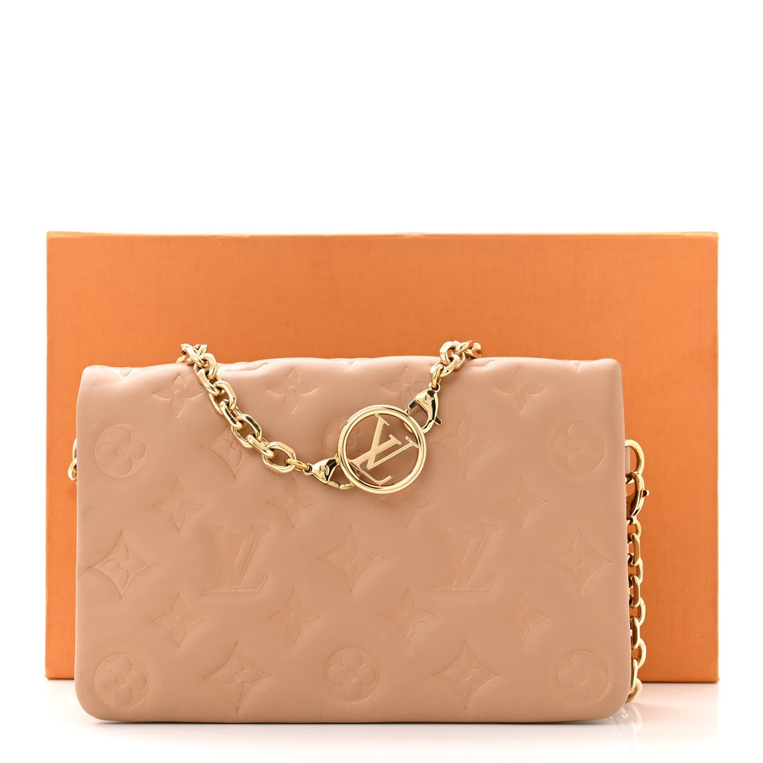 Louis Vuitton Lambskin Embossed Monogram Pochette Coussin Camel 11 of 11