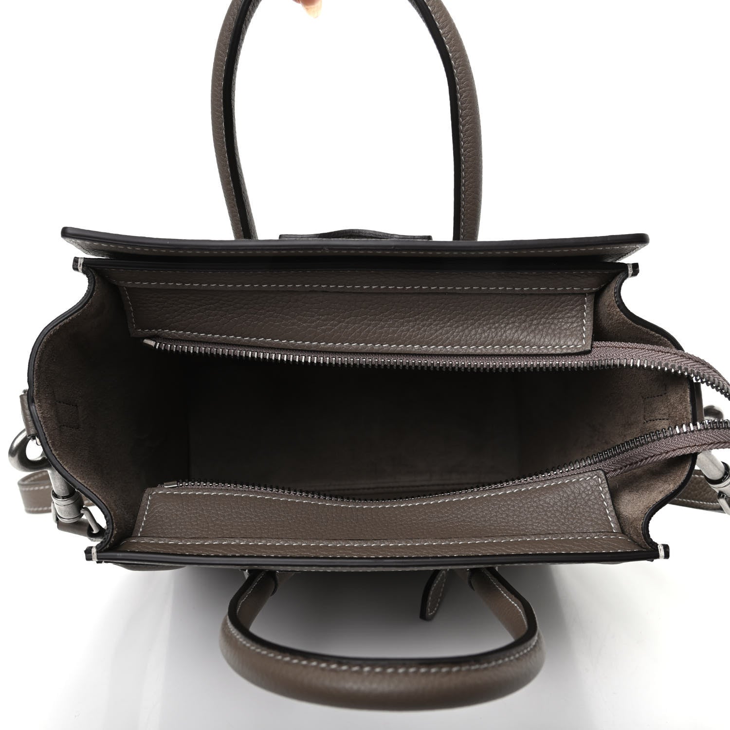 Celine Drummed Calfskin Nano Luggage Souris 5 of 11