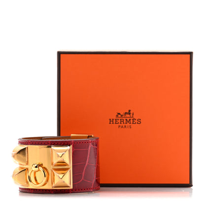 Hermes Shiny Alligator Collier De Chien CDC Bracelet T2 Braise 6 of 6